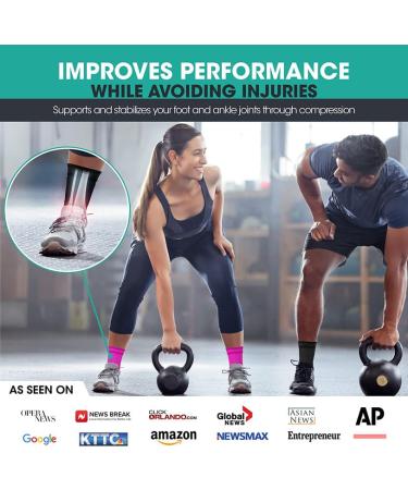 Modvel Foot & Ankle Brace Socks - Compression Sleeve for Sprains Tendonitis & Arthritis - Unisex Support for Sports & Running - Pink Gum Medium - Buy Online on GoSupps.com