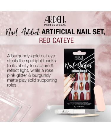 Ardell Nail Addict - Red Cat Eye | 24 Press-On Artificial Nails with Glue & File | Long Tips for Beautiful Fingernails - Buy Online on GoSupps.com