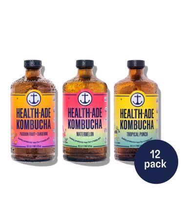 Health-Ade Kombucha Tea Organic Drink 12 Pack (16 Fl Oz Bottles) - Living Probiotics, Detox Acids, Gut Health Support - Non-GMO, Vegan, Gluten Free - Paradise Variety Pack - Buy Online on GoSupps.com