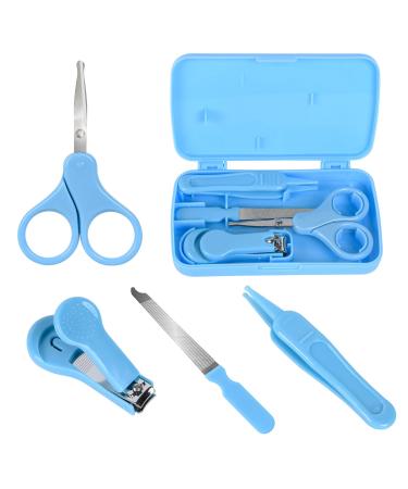 Econtal baby nail care set 4-in-1 in blue baby nail clippers nail scissors nail files nose tweezers |Nail set for toddlers newborns children
