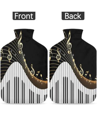 Piano Keyboard Heat Bottle | 2L Hot Water Bottle with Fluffy Cover | Ideal for Kids Men Women | Cozy Nights & Pain Relief | Music Notes Art Design - Buy Online on GoSupps.com