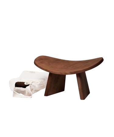 BLUECONY Meditation Bench IKUKO Original, Portable Version with Bag, Hand Made Wooden Kneeling Ergonomic Seiza Seat, Prana Yoga - 2 Colors, 3 Height Sizes Dark Walnut Standard Height (7" or 18cm)