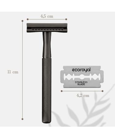 Ecoroyal Black Razor Plane Set for Men | Wet & Double Edge Razor with 10 Blades | Premium Metal Barber Tools - Buy Online on GoSupps.com