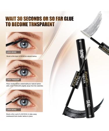 Buy Lash Bond and Seal - Waterproof Cluster Eyelash Glue for DIY Extensions | Strong Hold Latex-Free Sensitive Eyes - 4ML + 4ML - Buy Online on GoSupps.com