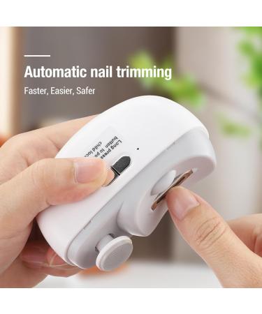 Electric Nail Cutter - 3in1 Safe Fingernail Clippers Nail File Nail Trimmer Nail Polisher with Light | 2 Speed Automatic Finger Nail Clipper Women Manicure Set Nail Clippers for Baby Kids White - Buy Online on GoSupps.com