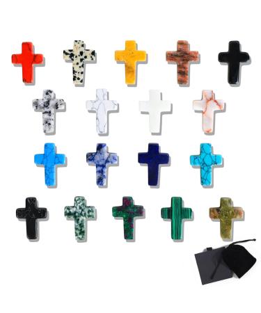 Aitsite natural cross crystal 18 pieces of gemstones healing stones set healing crystals chakra stones happiness stones for crystal therapy meditation and decorations