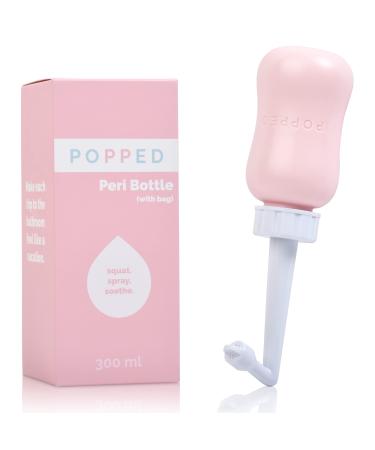 Popped Peri Bottle for Postpartum Care | Portable Travel Bidet for Cleansing After Birth (Pink, 10 oz)