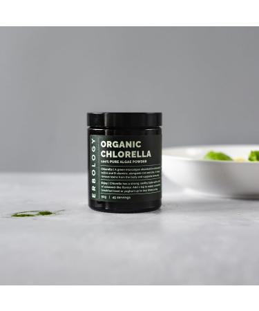 Erbology Organic Chlorella Powder 90g - 45 Servings - Sustainably Sourced in Spain - Body Cleansing and Immunity Support - Rich in Chlorophyll B Vitamins Iron and Phosphorus - Vegan - GMO-Free - Buy Online on GoSupps.com