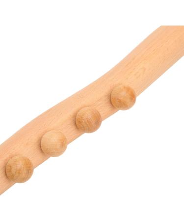 Beech Wood 60cm Massage Roller with Wavy Handle & 10 Points for Back and Whole Body Relaxation | International Shipping Available - Buy Online on GoSupps.com