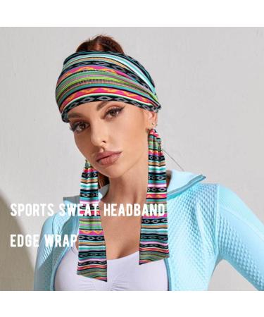GDcome Black Tie Headbands Elastic Head Tie Edge Wrap Wide Bohemian Headband Edge Laying Scarf for Wigs Grip Band Headband for Makeup Facial Sport Yoga ( 1 piece) (F) (boho 4) - Buy Online on GoSupps.com