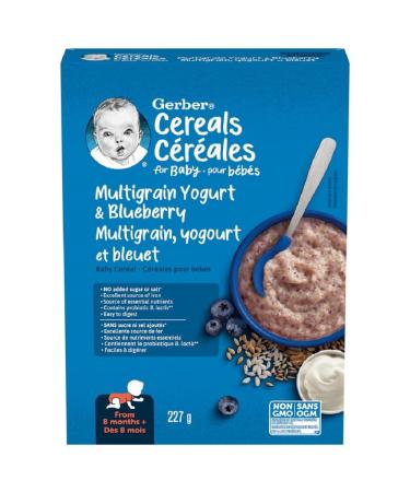 GERBER CEREAL Stage 3 - Wheat with Yogourt & Blueberry Baby Food Cereal 8+ months 227 g 6 Pack - PACKAGING MAY VARY Wheat with Yogourt Blueberry