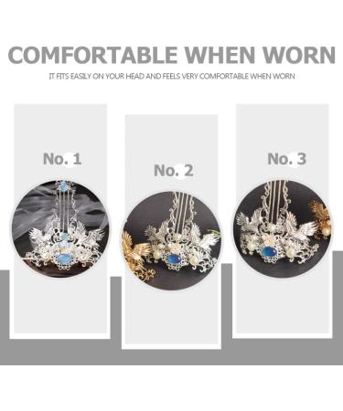 FRCOLOR 1 Set Chinese Hair Coronet Hanfu Headdress Hair Stick Hair Crown Set Traditional Classical Style Hair Pins Hair Jewelry for Women Girls Hair Accessories Silver - Buy Online on GoSupps.com