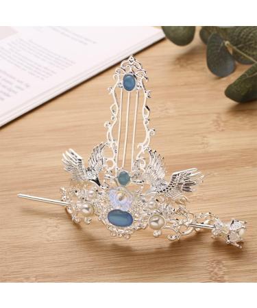 FRCOLOR 1 Set Chinese Hair Coronet Hanfu Headdress Hair Stick Hair Crown Set Traditional Classical Style Hair Pins Hair Jewelry for Women Girls Hair Accessories Silver - Buy Online on GoSupps.com