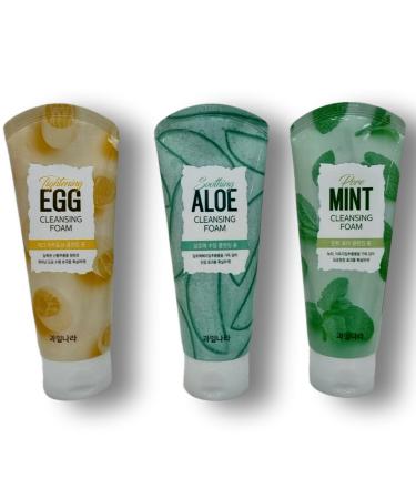 3packs Korean Cleansing Foam Trio Set - Egg Soothing Aloe & Pure Mint