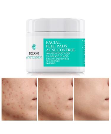 Glycolic Acid 10% and Salicylic Acid Resurfacing Pads with Lactic Acid - 60 Pads | Face Exfoliator for Acne Control and Pimple Breakouts - Buy Online on GoSupps.com