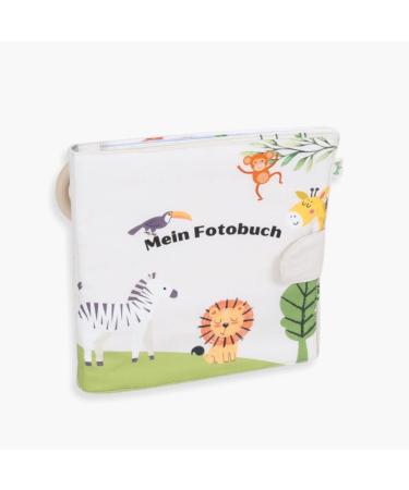 Organic Cotton Baby Photo Album | Children's Photo Book with Bite Ring & Trailer | Perfect Gift for Newborns | Safari Theme for Boys & Girls - Buy Online on GoSupps.com