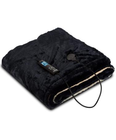 Klarstein thermal blanket 120W heating ceiling with automatic switch-off cuddly blanket for bed sofa & camping large energy-saving & washing blanket electrical 200x180 cm 180 x 130 cm beige-dark blue