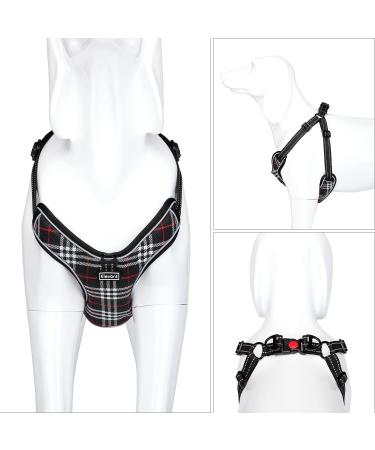 Elevant Dog Harness Adjustable Step-in Reflective Breathable Harness Soft Padded Lightweight Vest Harness with Front Clip Escape Proof Easy Control for Outdoor Walking Training (M Black Plaid) M Black Plaid - Buy Online on GoSupps.com