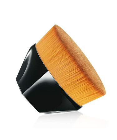 Primary brush with flat top Kabuki brush for face blush liquid powder foundation cream or flawless powder cosmetics with bonus protective cover (black)