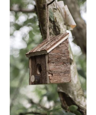 Garden Mile 2x Natural Wooden Bird Houses - Traditional Hanging Wild Bird Nesting Boxes for Outdoor Garden Decor - Buy Online on GoSupps.com