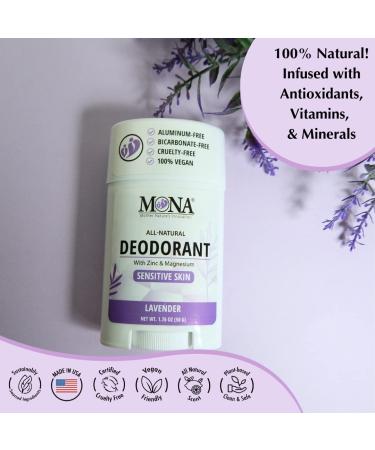 MONA BRANDS All Natural Deodorant For Women & Men | For Sensitive Skin | No Aluminum or Baking Soda | (2-Pack LAVENDER 1.76 Oz each) - Buy Online on GoSupps.com