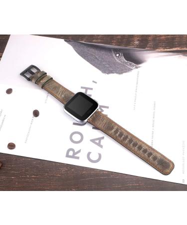 EZCO Leather Bands Compatible with Fitbit Versa/Versa 2 / Versa Lite  Vintage Genuine Leather Band Replacement Strap Wristband Accessories Man Women 5.5-7.8 Wrist Compatible with Versa Smart Watch Dark Coffee Brown - Buy Online on GoSupps.com
