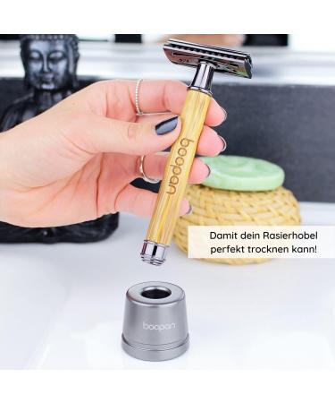 BOOPAN Bamboo Razor Plane Stand - Durable Rust-Free Metal Holder for Effortless Shaving - Buy Online on GoSupps.com
