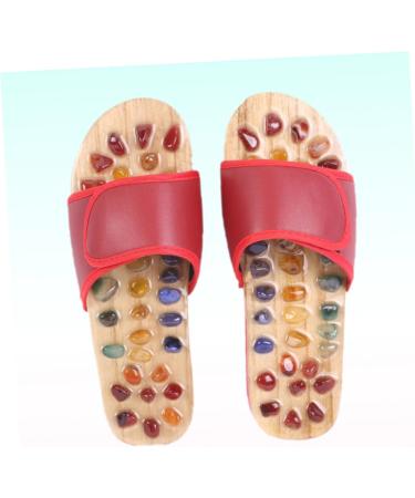 FRCOLOR 1 Pair Massage Slippers Foot Massager Shoe Men Slide Sandals Mens House Slippers Men s Sandals Man Sandals House Shoes for Men Shoes Sandals Mat Wooden Agate Leisure Shoes 35 Red - Buy Online on GoSupps.com