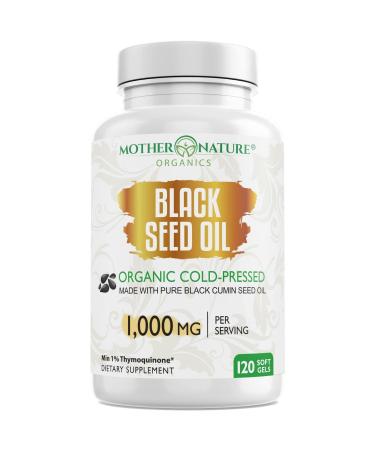 Mother Nature Black Seed Oil Capsules - Organic Cold-Pressed Cumin Nigella Sativa - Blackseed Liquid Cumin Oil for Immune Support & Digestion - High Thymoquinone TQ with Omega 3,6, & 9 - (120 Caps) - Buy Online on GoSupps.com