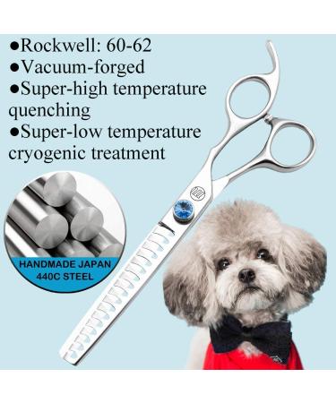 Moontay Professional Dog Grooming Scissors Kit - Straight, Curved, Thinning/Blending/Chunking Shears - JP-440C Stainless Steel - Silver 7 Inch - Ideal for Pet Cat Hair Cutting/Trimming - Buy Online on GoSupps.com