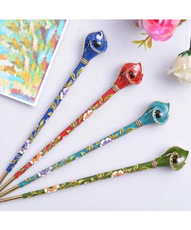 Beaupretty Chinese Rhinestone Hair Stick Hair Chopsticks Hairpin Chignon Pin Hair Accessories (Blue) - Buy Online on GoSupps.com