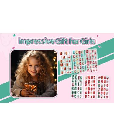 144Pcs Kids Christmas Style Press on Nails | Quick Stick on Fake Nails for Girls | Full Cover Acrylic Nail Kit | Children's Nail Decoration Set - Buy Online on GoSupps.com