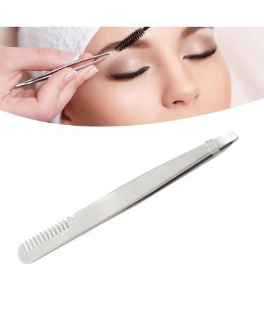 Ergonomic Slanted Tip Tweezers - Stainless Steel Smooth Finish - Perfect for Home Use & Beauty Professionals (Silver) - Buy Online on GoSupps.com