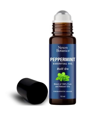 Peppermint Essential Oil Roll-On - Peppermint Oil Roll-On with Fresh & Minty Fragrance - Roll On Essential Oils for Aromatherapy & Headache - Pure, Natural, Prediluted - Nexon Botanics -10ml