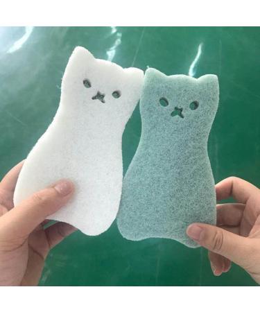 4pcs/set Cute Cat Shape Sponge Scouring Pads Dish Washing High-density Sponge Foam Soap Kitchen Supplies - Buy Online on GoSupps.com