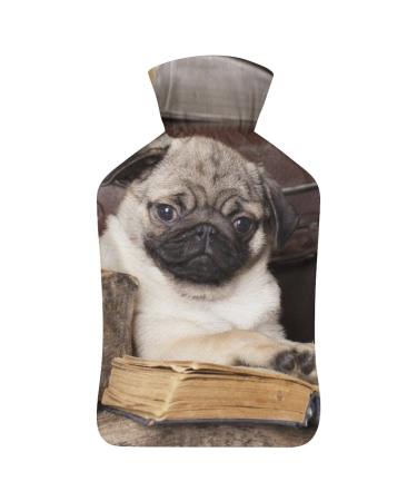 Pug Hot Water Bottle With Cover Plush Bed Bottle Hand Warmer For Adults And Children 26.5X15.3cm