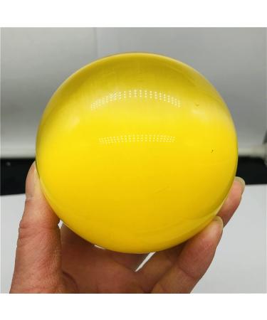 Natural Crystal Yellow cat Eye Crystal Ball Reiki Home Decor Accessories Full of Texture (Size : 6cm)