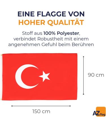 AZ FLAG T rkiye Flag 150x90cm | High-Quality Turkish Flag 90x150cm - Durable Polyester for International Shipping - Buy Online on GoSupps.com