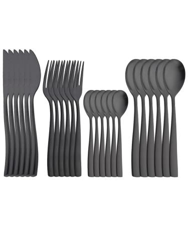 Flatware Sets Matte Black Flatware Tableware Cutlery Set 18/10 Stainless Steel Dinnerware Kitchen Fork Spoon Knife Silverware Set (Color : Auburn)