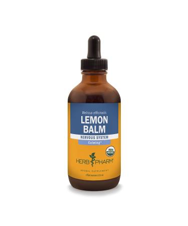 Herb Pharm Certified Organic Lemon Balm Liquid Extract for Calming Nervous System Support Organic Cane Alcohol 4 Ounce 4 Fl Oz (Pack of 1)