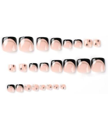 FEIlei False Toenails French Style Artificial Short Toenails Full Cover Toe Nails Gifts - Buy Online on GoSupps.com