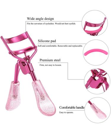 Uranian Pink Eyelash Curler with 2 Silicone Pads - Glitter Handle Lash Curler for Women and Girls - Buy Online on GoSupps.com