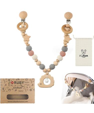 Bogoro stroller chain wood baby wood stroller toys for babies praise chain young wood girl baby toys and gifts from 0 months baby toys and gifts (pink)