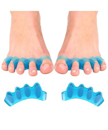 WACURRENTHYD Toe Spacers(1 Pair) Gel Toe Separators to Correct Toes Bunion Corrector for Women Men Toe Spacer Hammer Toe Straightener Toe Stretcher Big Toe Separators (Blue)