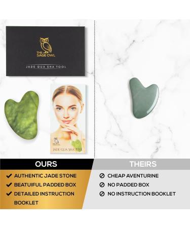 Sage Owl Gua Sha Face Massager Tool - Anti-Aging Jade Stone Sculptor for Neck & Jawline - Essential Skin Care Routine Tool - Buy Online on GoSupps.com