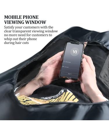 Uraqt Waterproof Barber Cape with Transparent Windows - Black Hairdressing Salon Cape for Hair Cutting - Buy Online on GoSupps.com