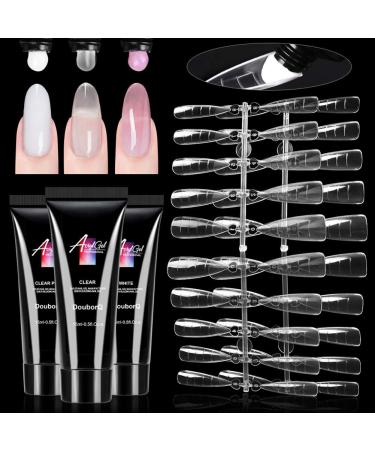 Herbests Poly Nail Gel Art Set - 3 Colors 15ml Nail Extension Gel & 40 Forms for Technicians & DIY Nail Salon - Buy Online on GoSupps.com