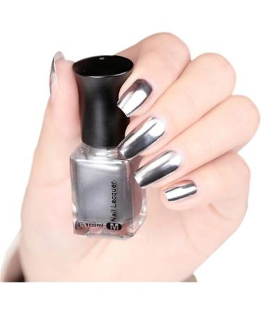 Silver Nail Polish Metallic Nail Polish 6ML Mirror Chrome Nail Varnish Metal Effect Nail Art Polish Super Shine Silver Gloss Nail Paint - 60S Quick Dry & Long Lasting Nail Gel At Home Manicure TJ002 6 ml (Pack of 1) - Buy Online on GoSupps.com