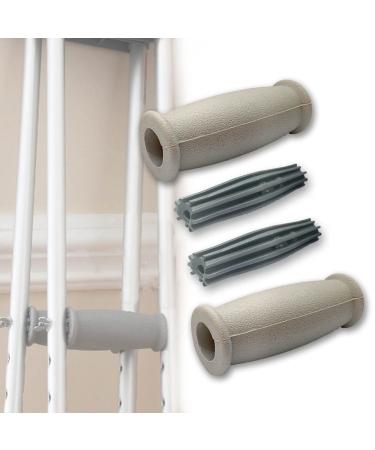 Crutch Solid Hand Grips KitCrutch Solid Hand Grips Kits, Replacement Cushion Handles Medical Drive Cane Crutch Handgrips, 2 Pcs Gray-V