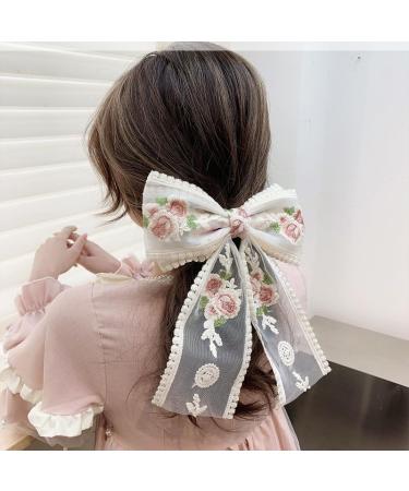 Lace Hair Bows Clip for Women Hair Barrettes for Girls Double Layer Hair Clips Bowknot Flower Lace Hair Accessories Large Hair Clip for Wedding Birthday 2 Layers - Buy Online on GoSupps.com